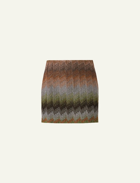 Missoni knit mini skirt multicolor zigzag pattern front flat view