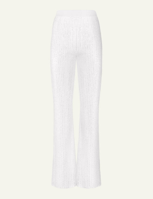 Missoni knit wide leg pants white textured pattern front flat view