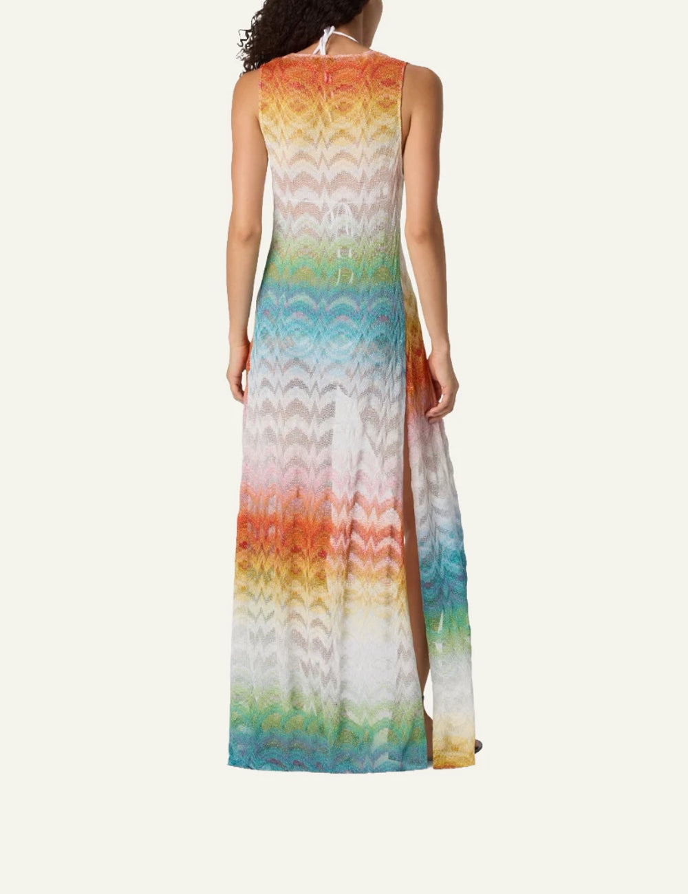 missoni long beach vest psychedelic pattern lamé multicolor back view