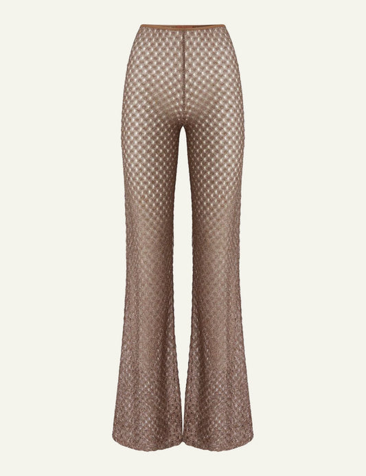 Missoni Mare beach cover up pants brown multicolor knit front flat view