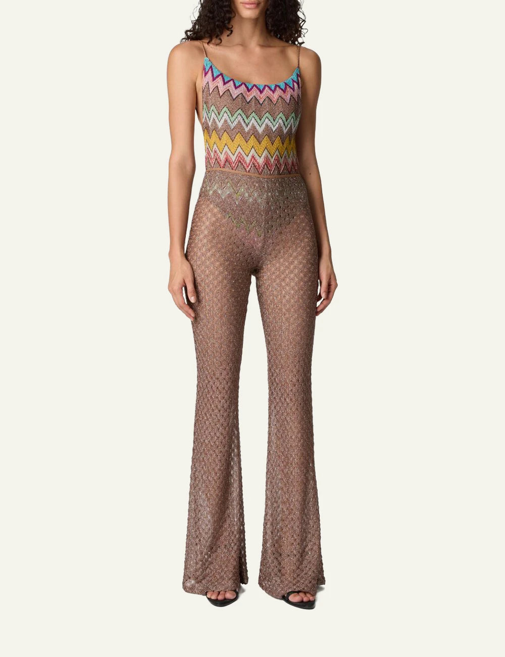 Missoni bronze metallic knit halter top full body view