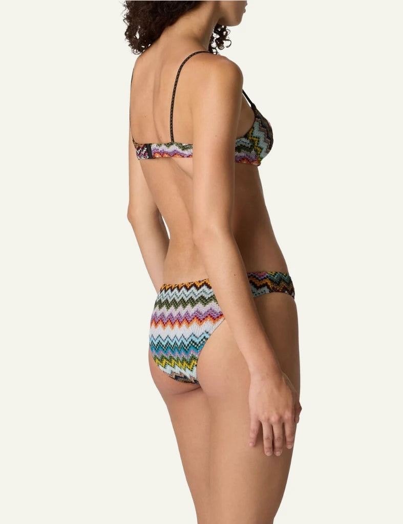 Missoni mare bikini multicolor zigzag pixel balconette dark base set back view