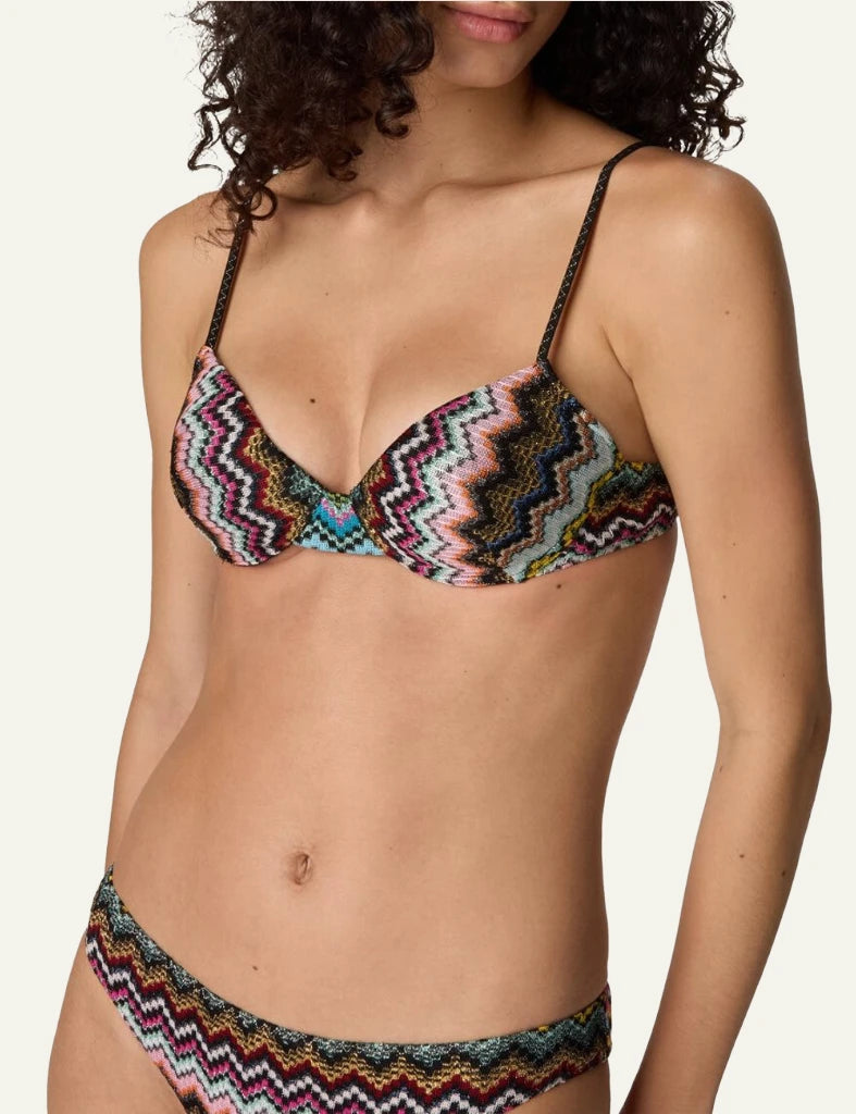 Missoni mare bikini multicolor zigzag pixel balconette dark base set side view