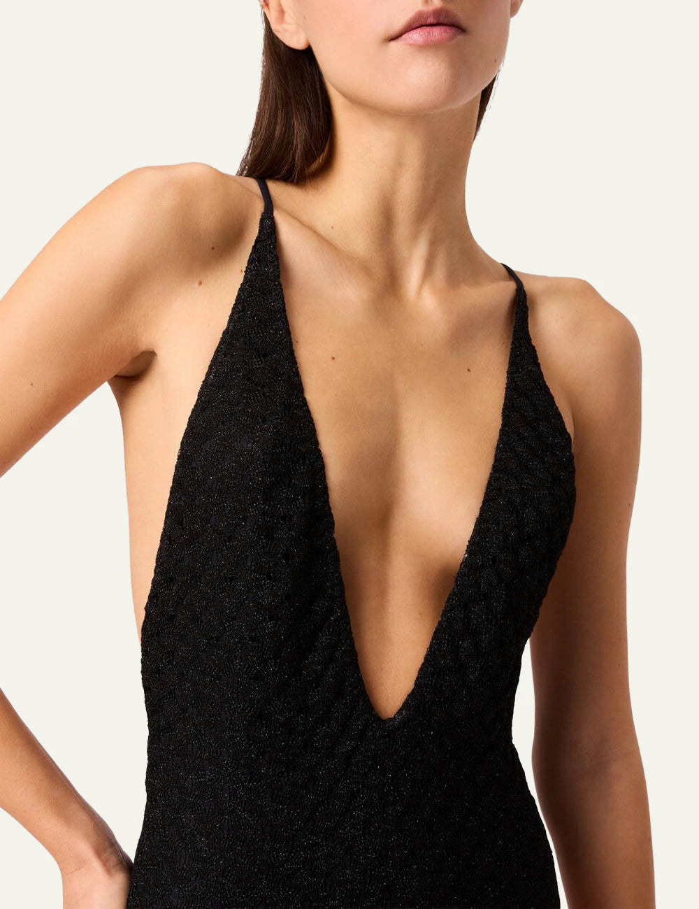 Missoni Mare one piece black front view detail