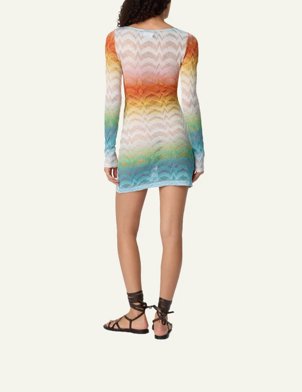 missoni mini dress faded chevron lamé multicolor long sleeve back view