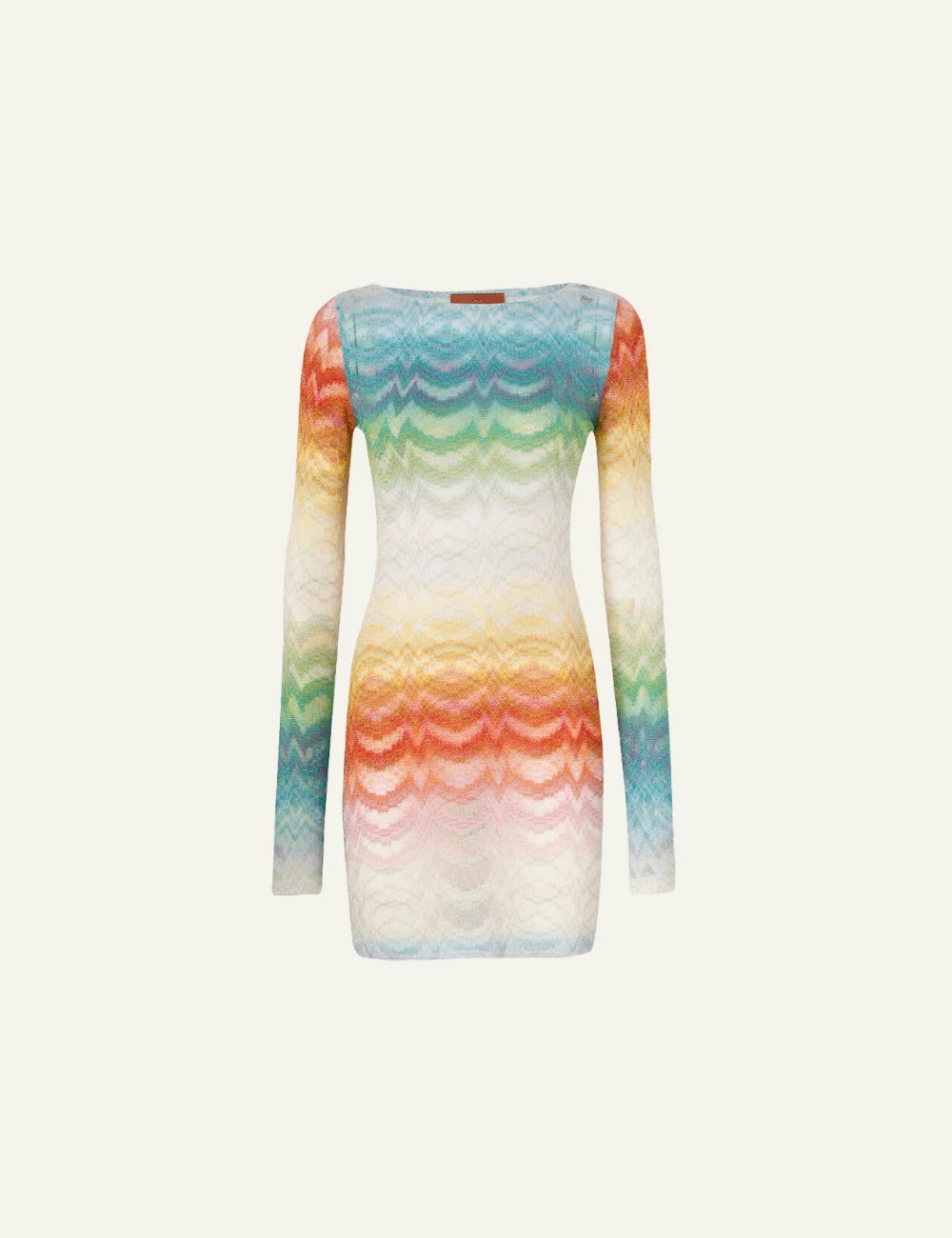 missoni mini dress faded chevron lamé multicolor long sleeve front flat view