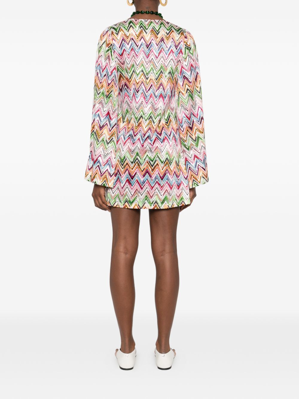 Missoni mini dress multicolor zig zag pattern back worn look