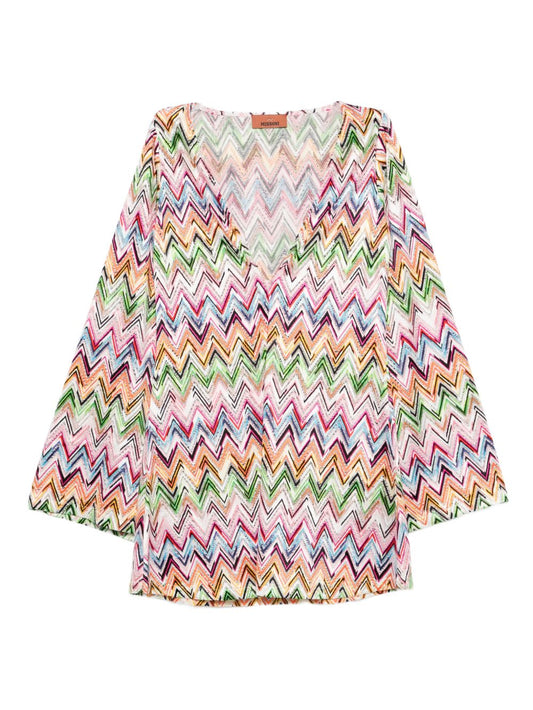 Missoni mini dress multicolor zig zag pattern flat front view