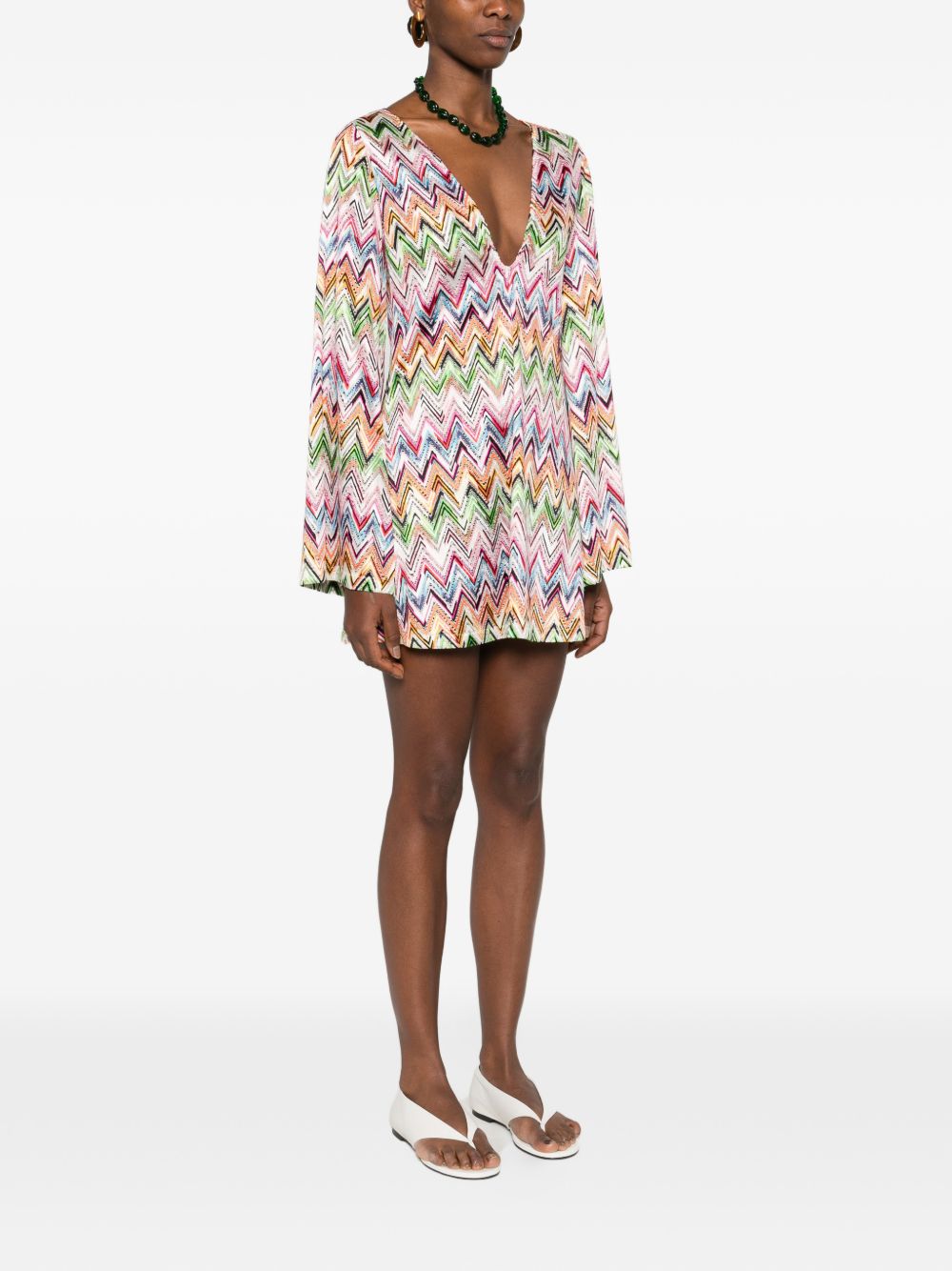 Missoni mini dress multicolor zig zag pattern front worn look