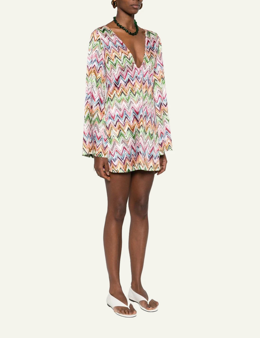 Missoni mini dress multicolor zig zag pattern side model view