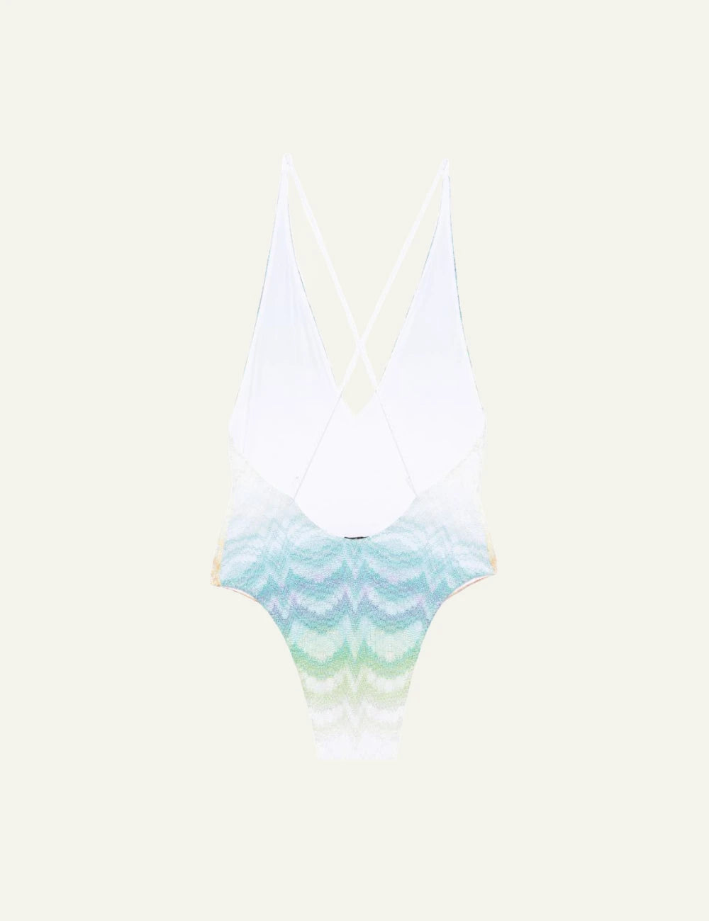 missoni multicolor chevron one piece swimsuit cross back v neck back view
