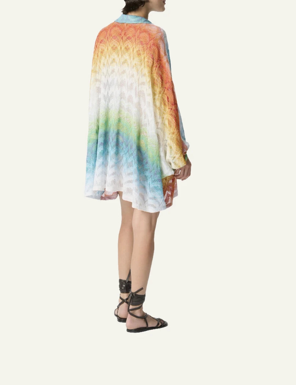 missoni kaftan multicolor gradient zigzag knit beachwear v neck back view