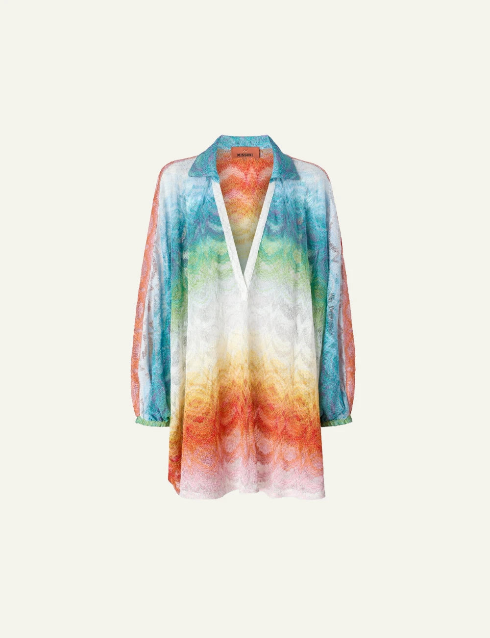 missoni kaftan multicolor gradient zigzag knit beachwear v neck front flat view