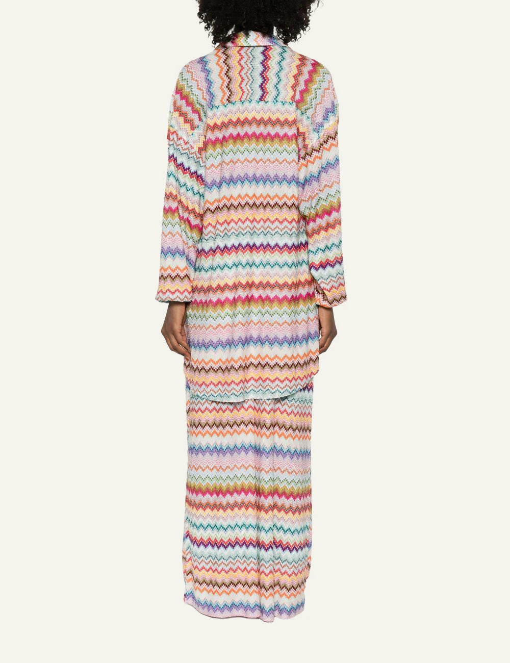 Missoni multicolor zigzag knit long shirt back view