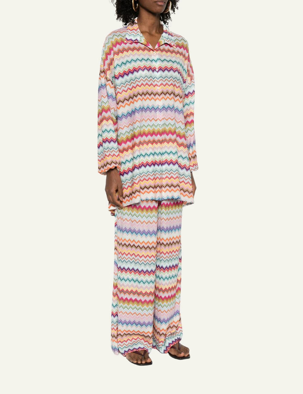Missoni multicolor zigzag knit long shirt side view