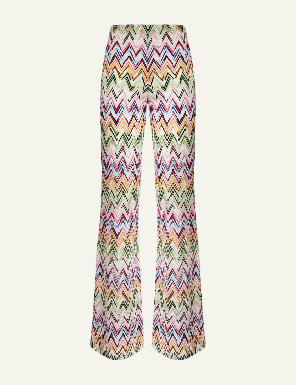 Missoni multicolor zigzag knit wide leg pants flat front view