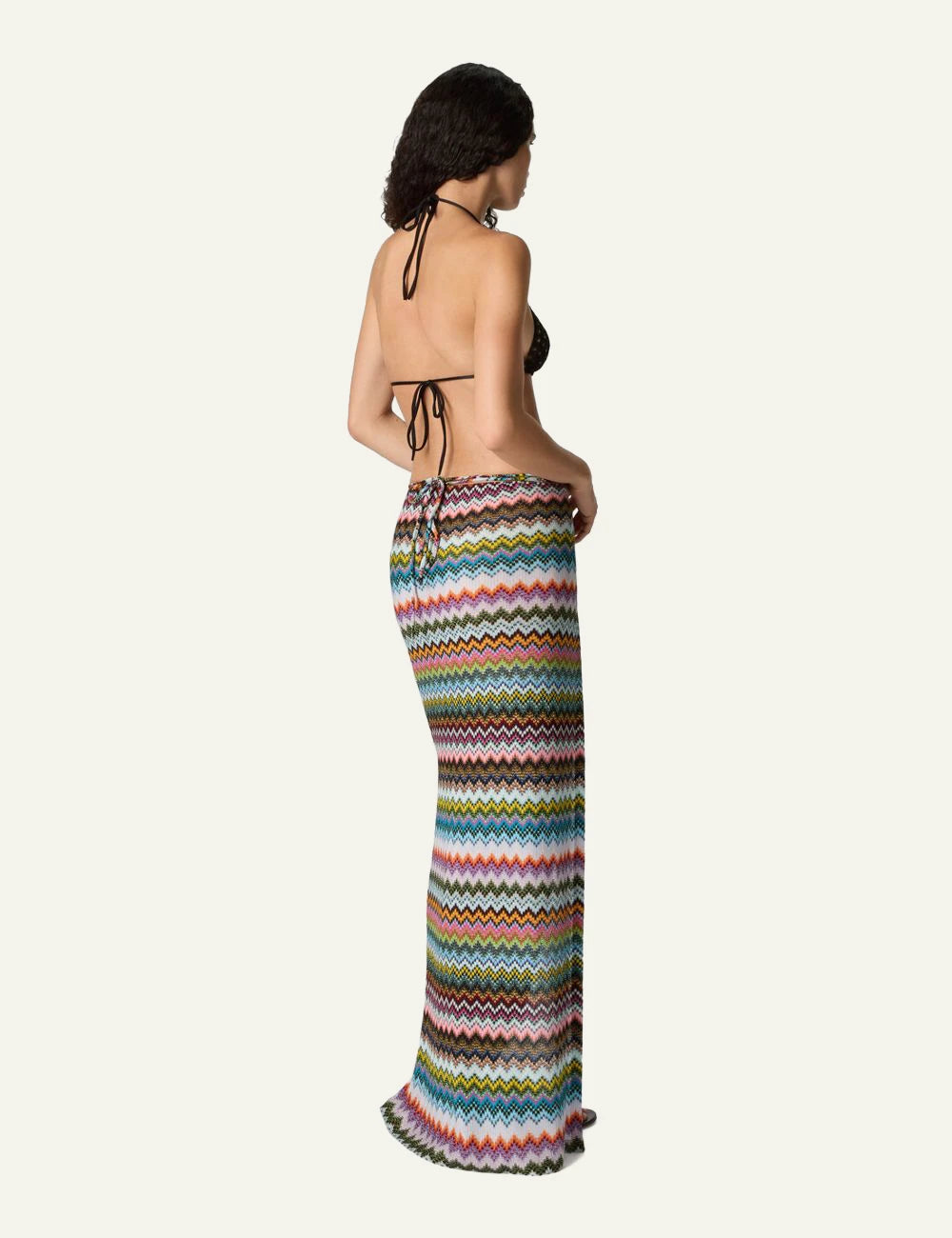 Missoni multicolor zigzag knit wrap maxi skirt back view