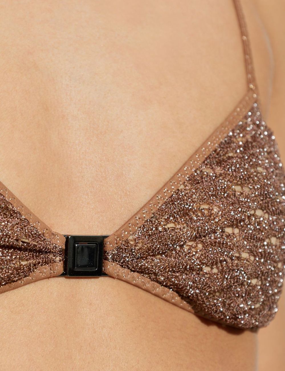 Missoni polka dot bikini brown triangle top adjustable straps set front detail view