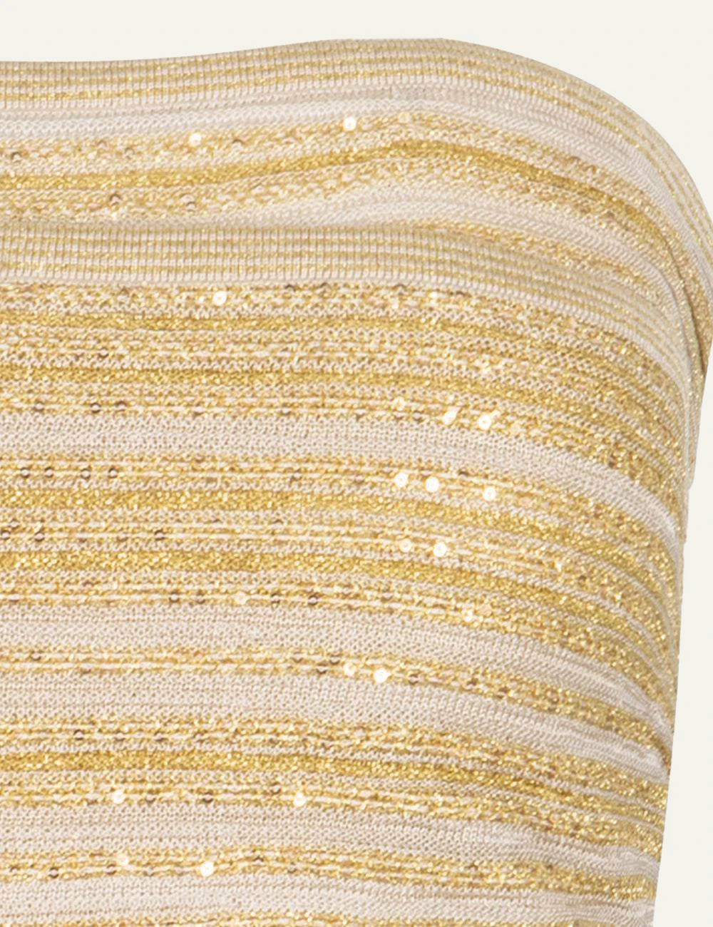 Missoni strapless knit top gold striped pattern detail view