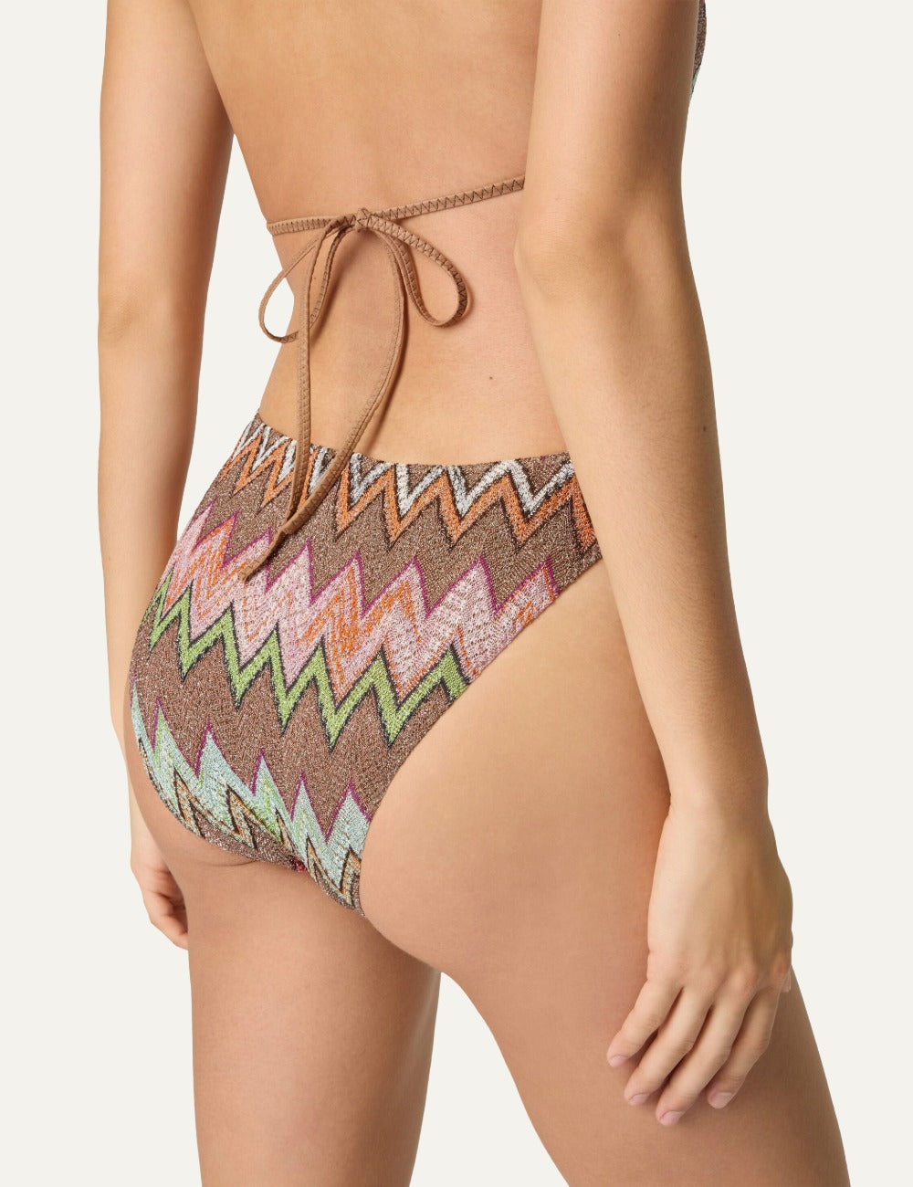 missoni white multicolor chevron one piece swimsuit cross tie back detail view