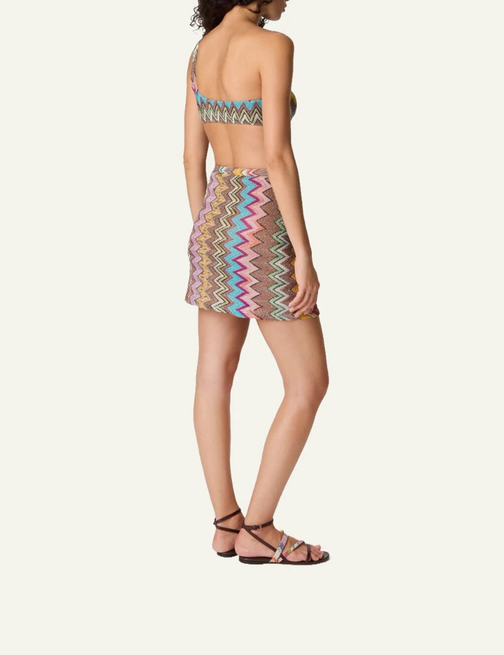 missoni wrap mini skirt zigzag knit multicolor lamé side view