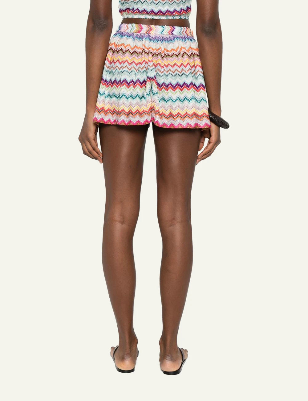 Missoni multicolor zig zag knit shorts back view