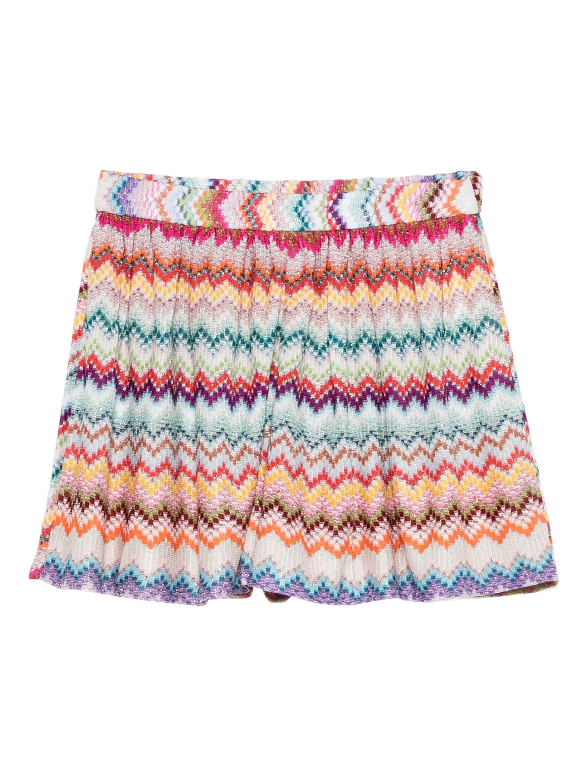 Missoni multicolor zig zag knit shorts front view