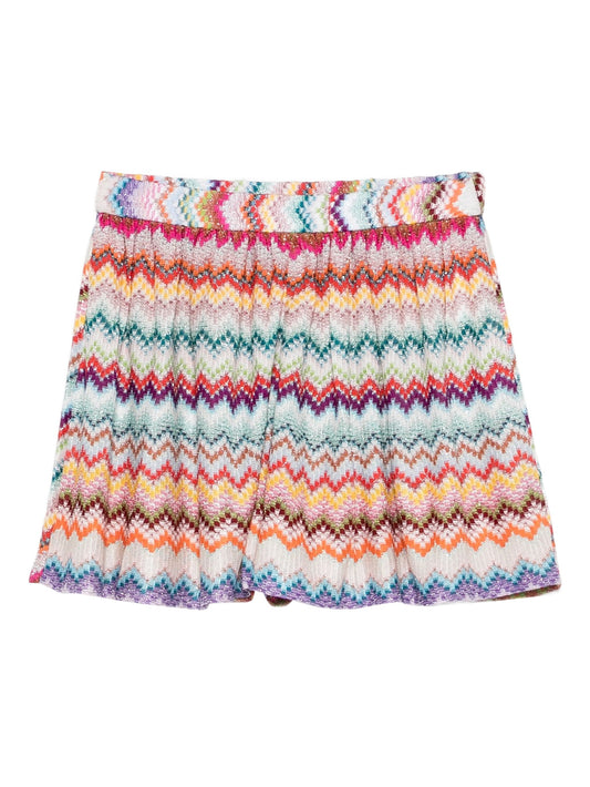 Missoni multicolor zig zag knit shorts front view