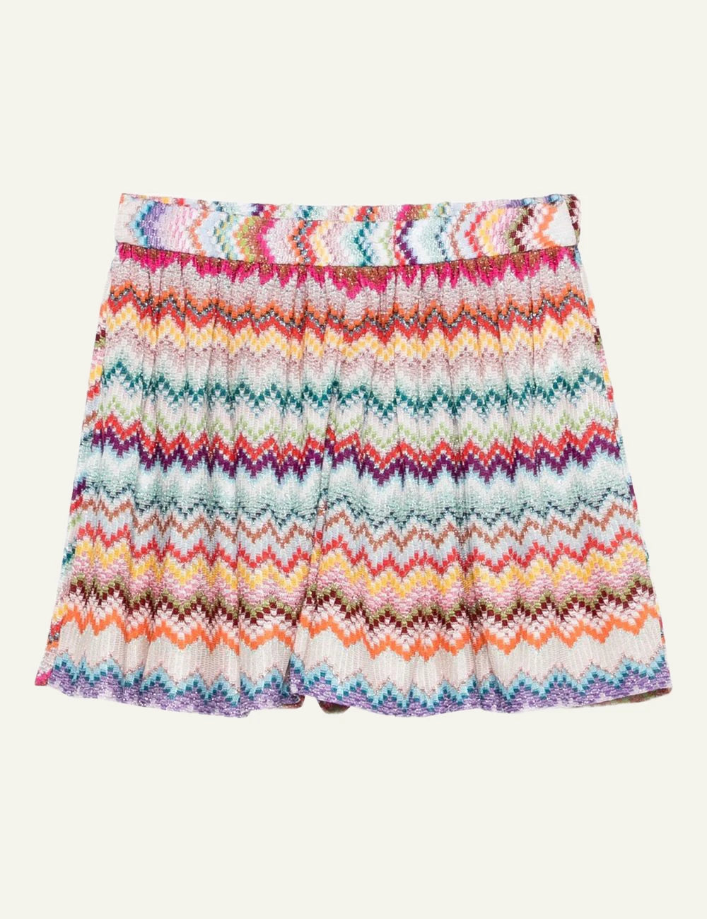 Missoni multicolor zig zag knit shorts front falt view