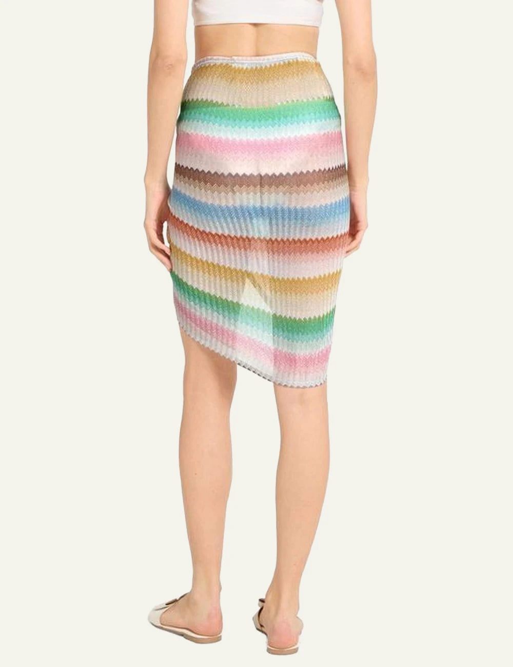 missoni zigzag knit skirt multicolor wrap detail back view