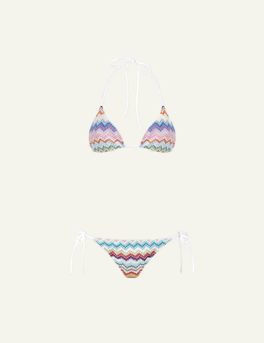 Missoni zig zag triangle bikini multicolor flat lay set