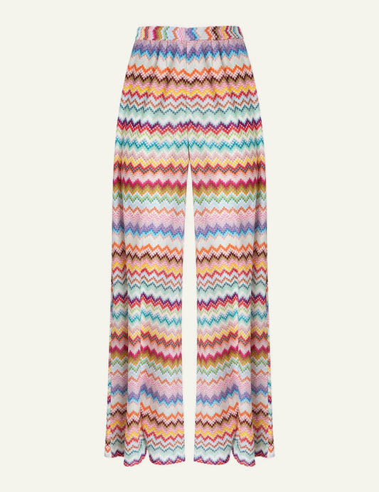 Missoni zig zag wide leg pants multicolor flat view