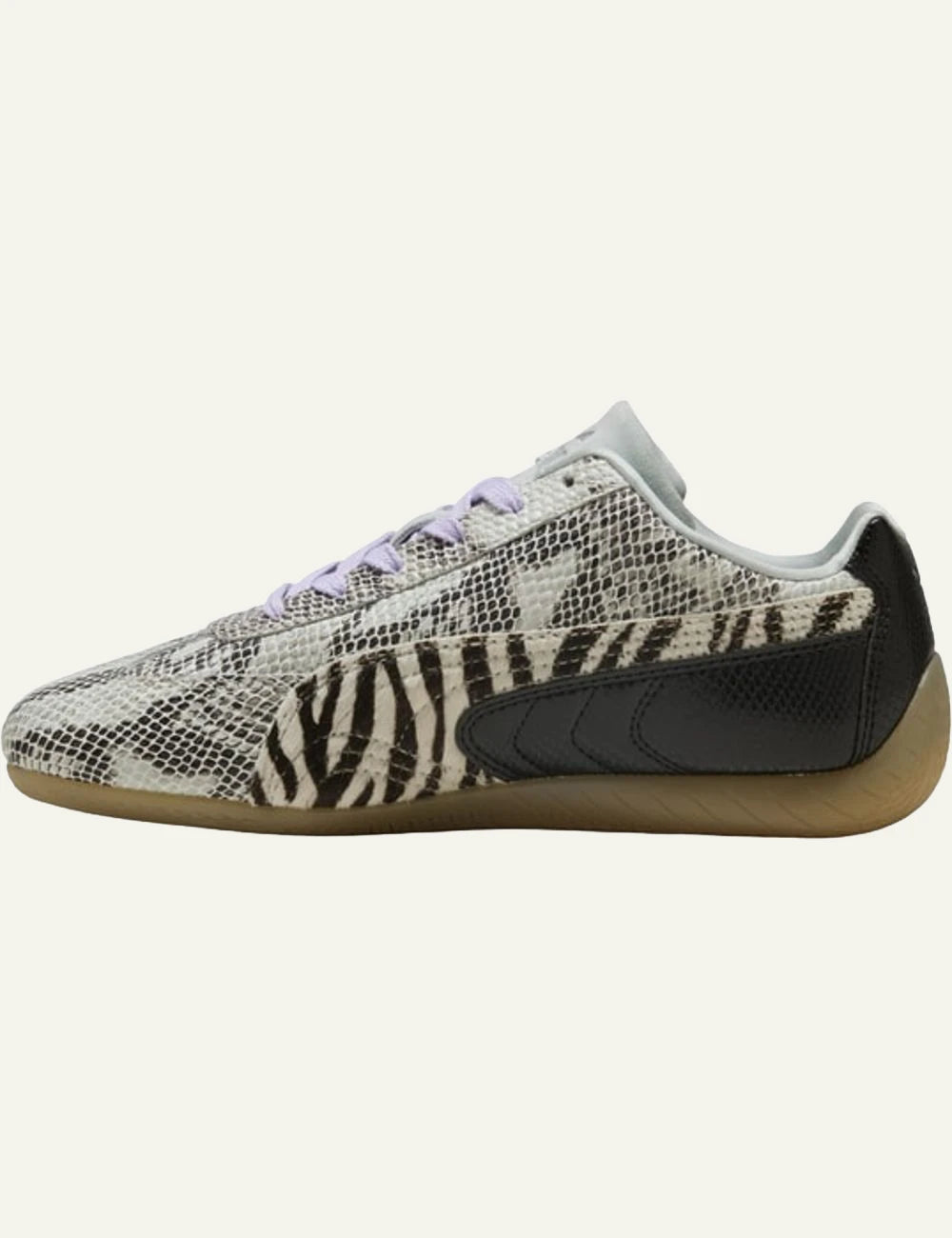Mixed animal print sneakers with zebra and snake pattern profil view 