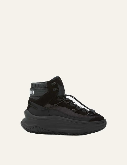 Moon Boot men Moon247 Xlace Mid black boots with criss-cross laces and chunky sole side view