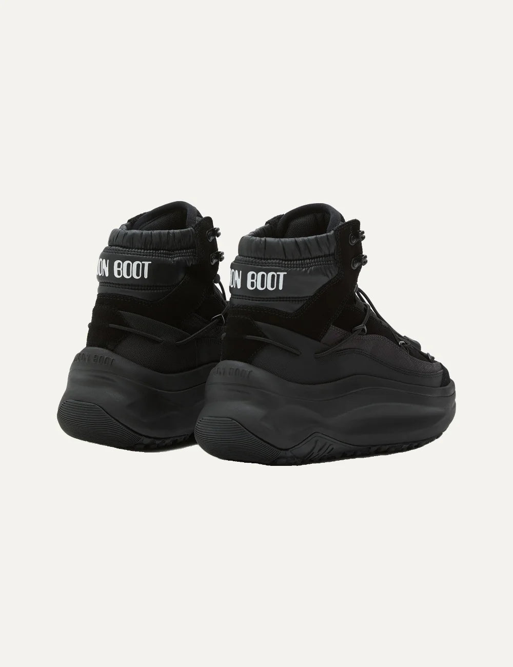 Moon Boot men Moon247 Xlace Mid black boots with criss-cross laces and chunky sole back view