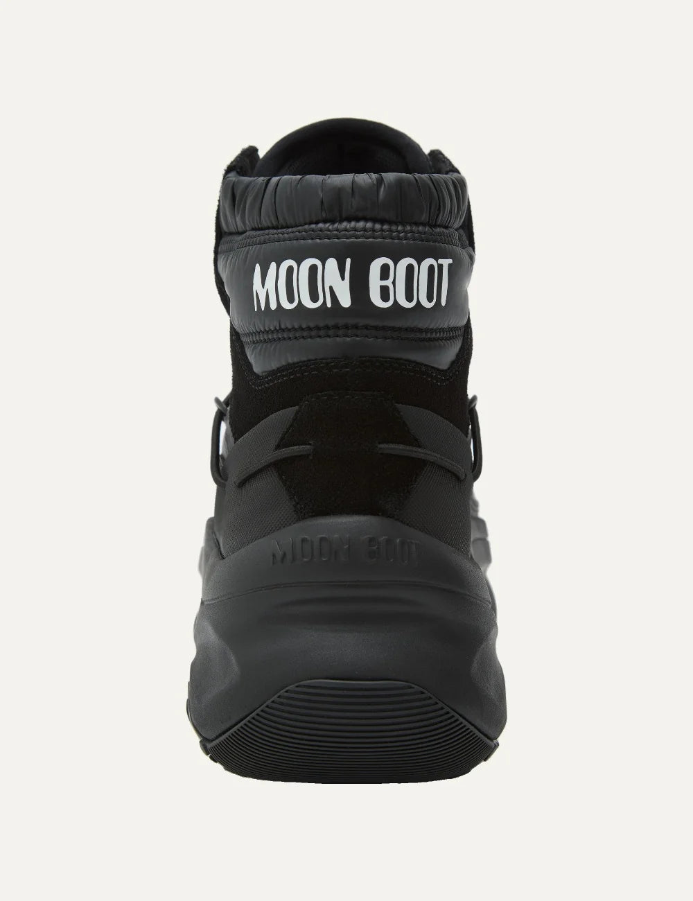 Moon Boot men Moon247 Xlace Mid black boots with criss-cross laces and chunky sole back view