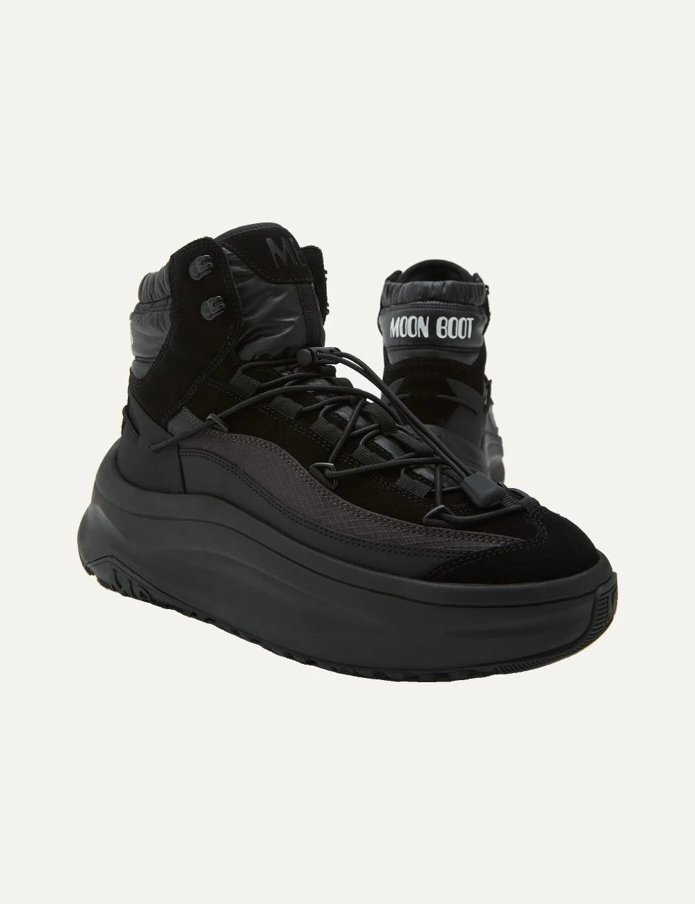 Moon Boot men Moon247 Xlace Mid black boots with criss-cross laces and chunky sole pair details