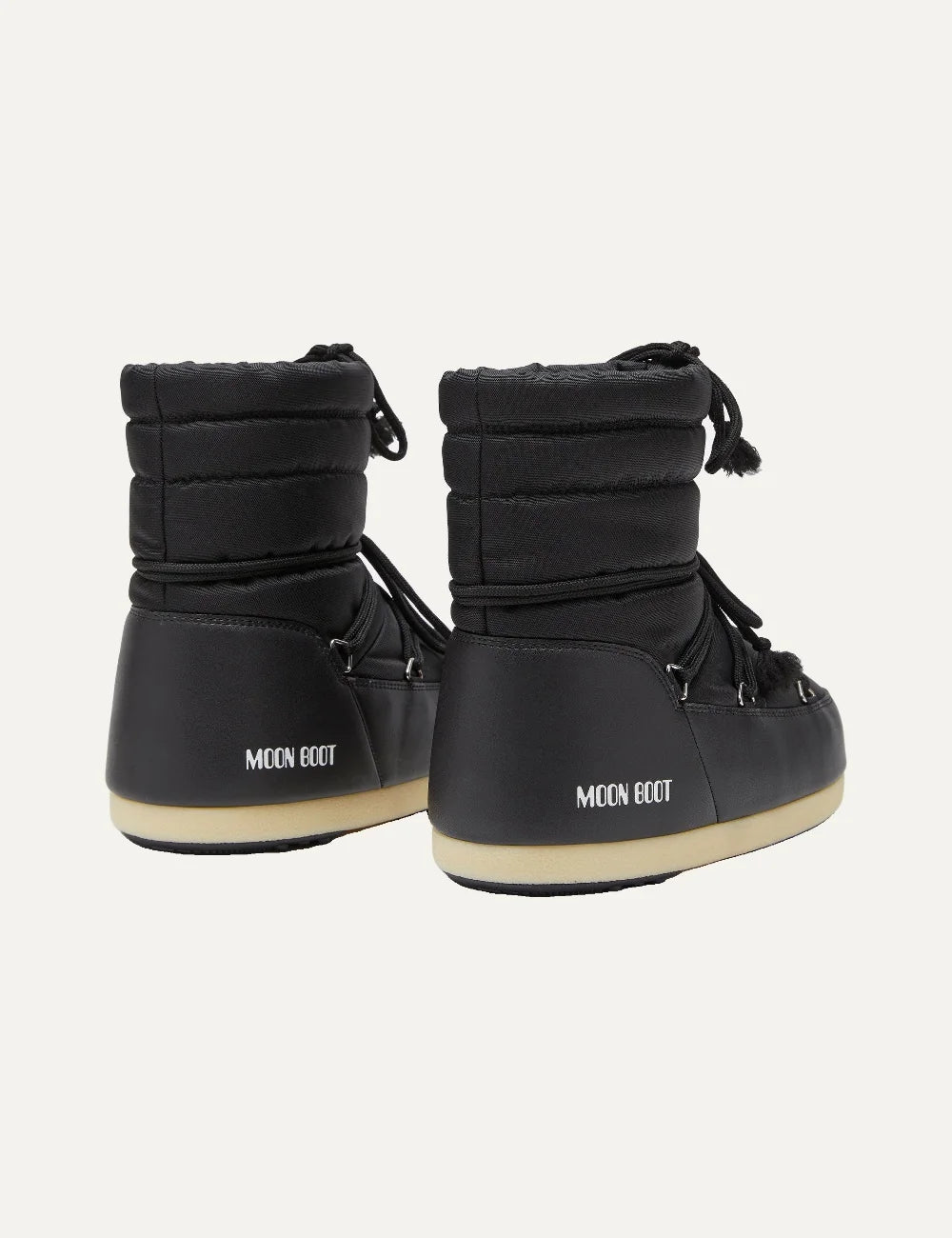 Moon Boot women EVX Light Low black nylon quilted boots with criss-cross laces and drawstringback view