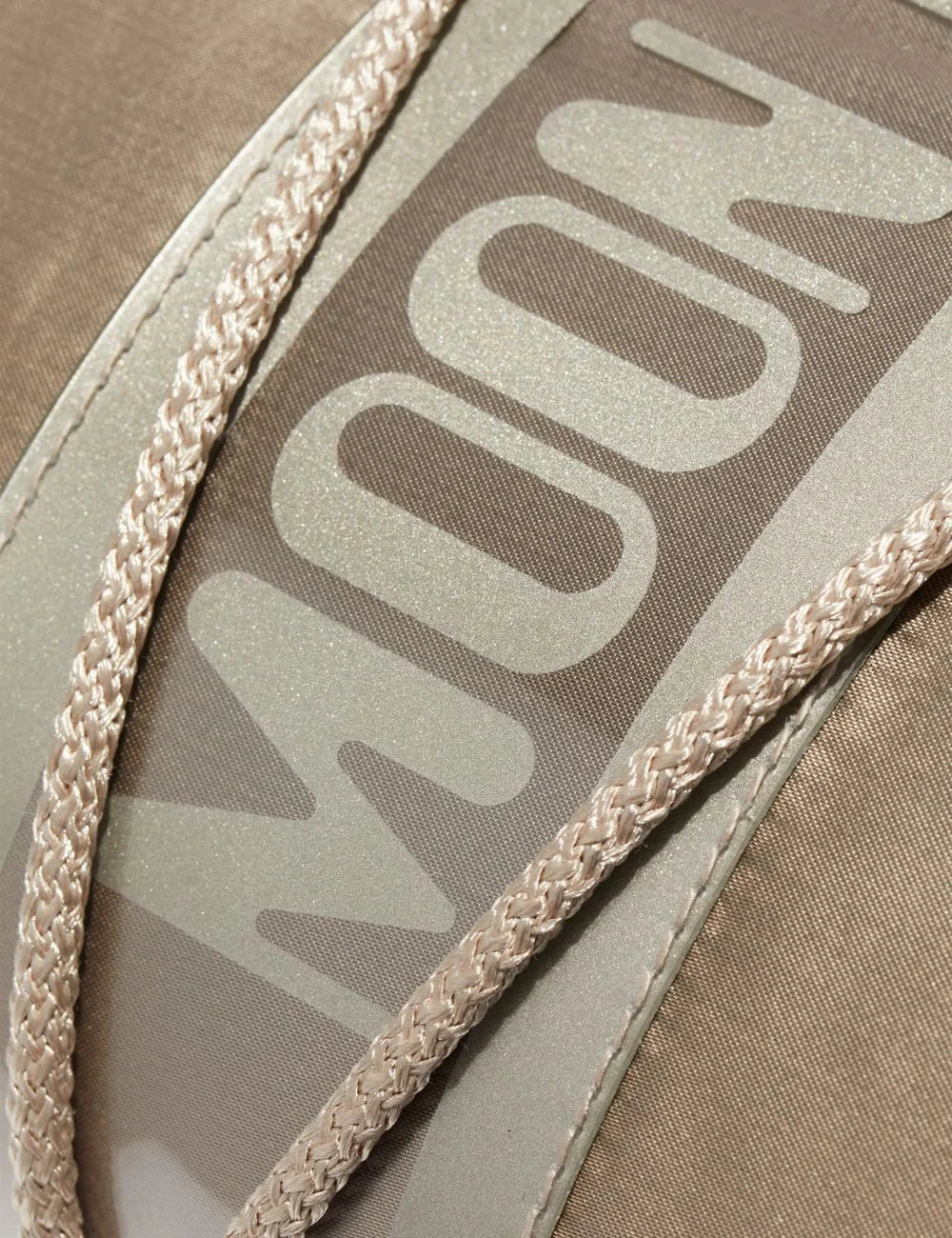 Moon Boot women Icon Glance Platinum satin boots with logo panel and criss-cross laces logo view