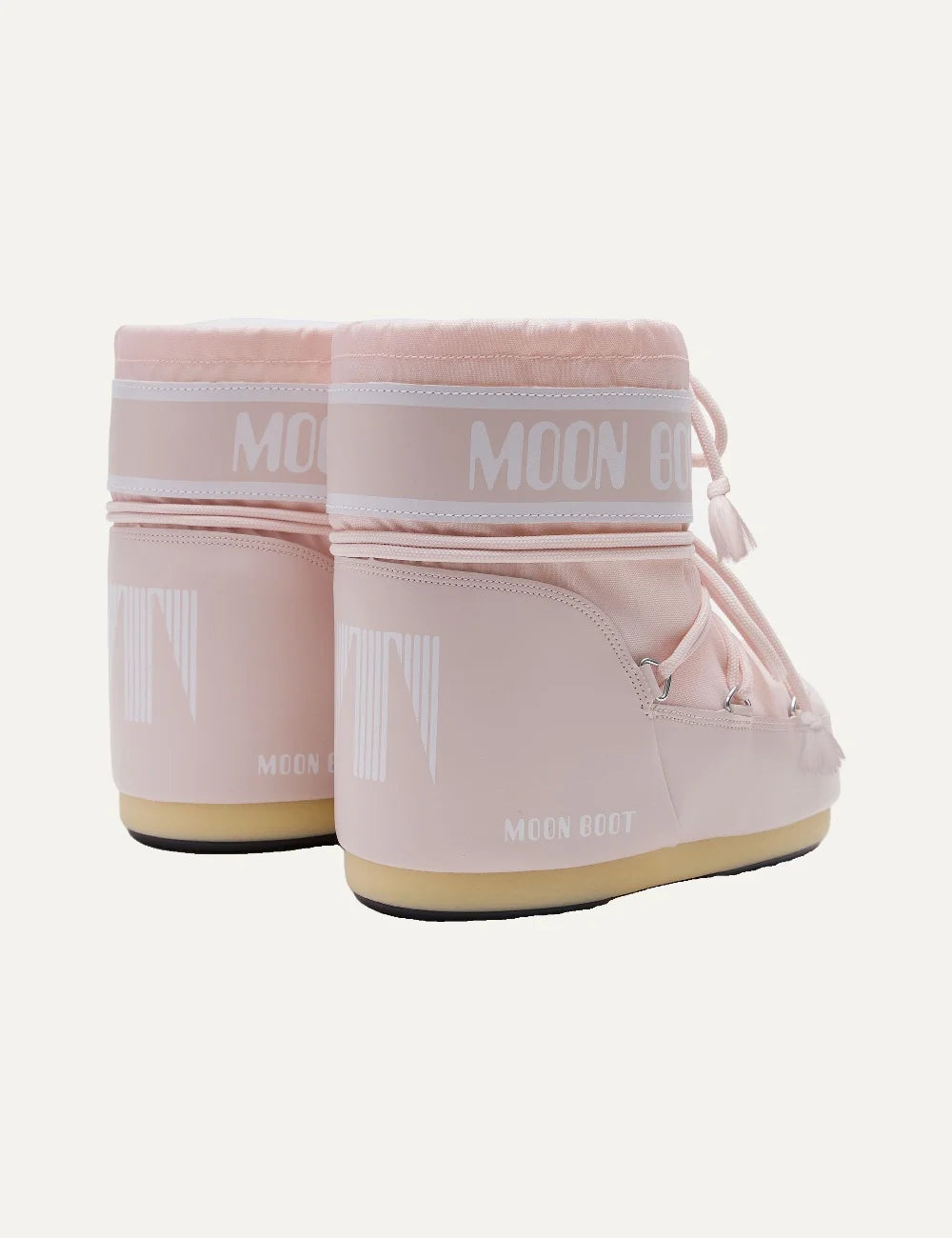 Moon Boot women Icon Low pink nylon boots with criss-cross laces and logo details back view