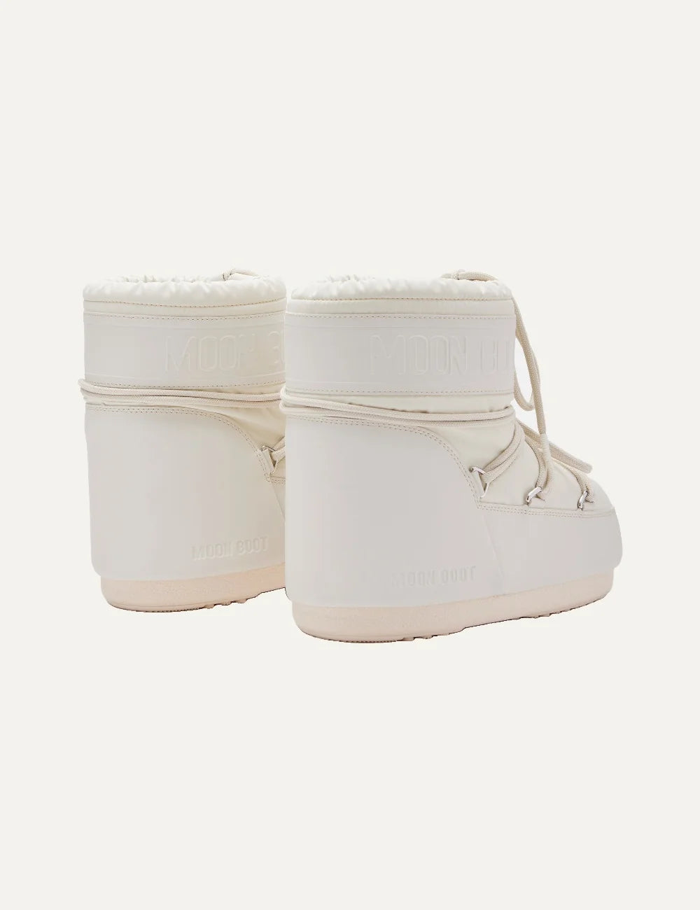Moon Boot women Icon Low cream rubber boots with criss-cross laces and embossed logo detailsback view