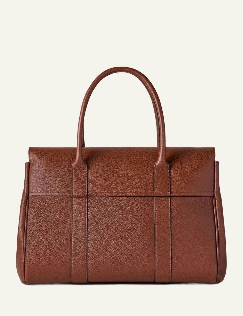 mulberry leather top handle bag postmans lock brass back view