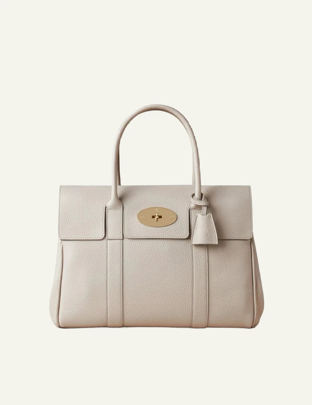 mulberry leather top handle bag postmans lock gold front view