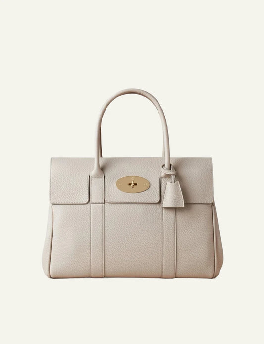 mulberry leather top handle bag postmans lock gold front view