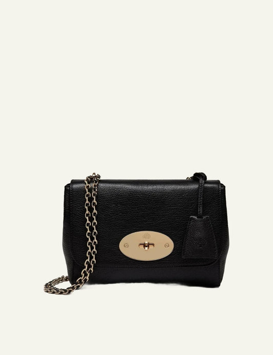mulberry leather evening bag chain strap soft gold front view