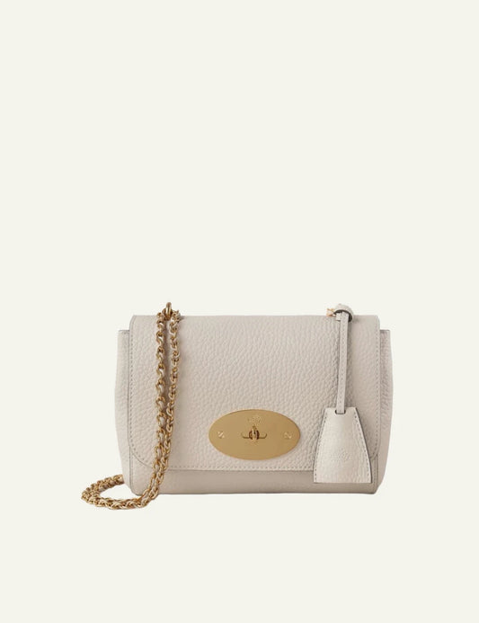mulberry leather shoulder bag chain strap postmans lock brass front view
