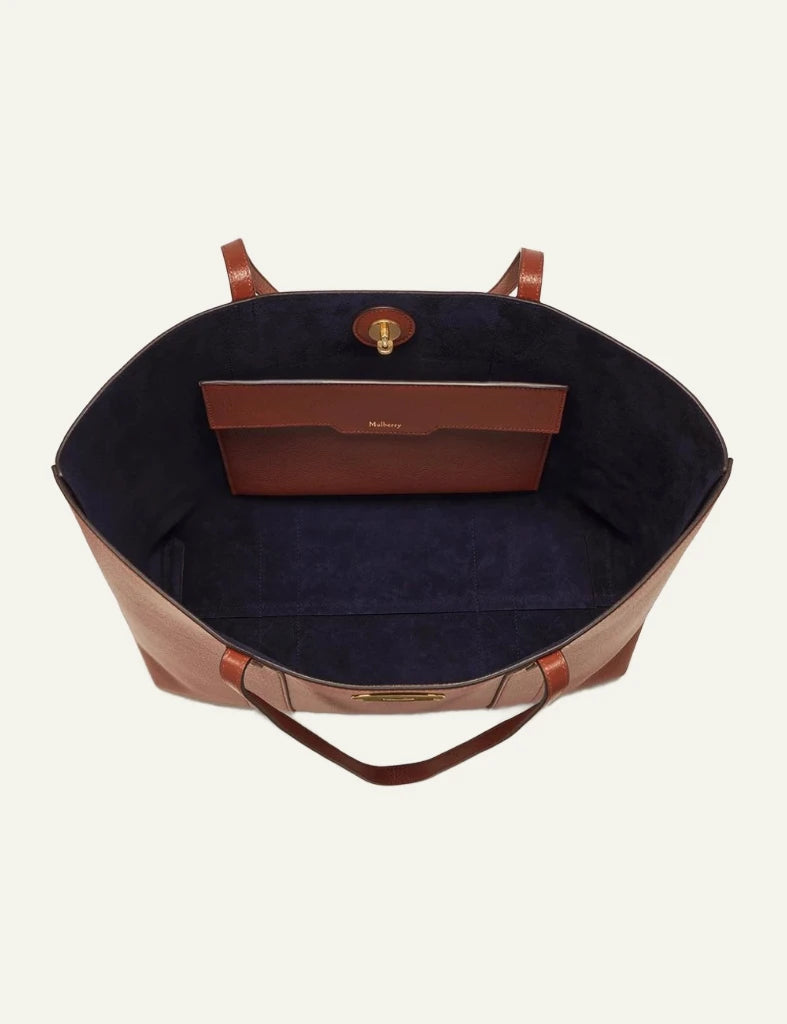 mulberry leather tote bag postmans lock brass large top view