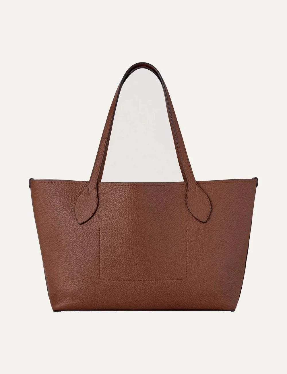 Mulberry women's brown leather Tree tote bag with embossed Mulberry Tree logo, textured finish and two long shoulder handles back