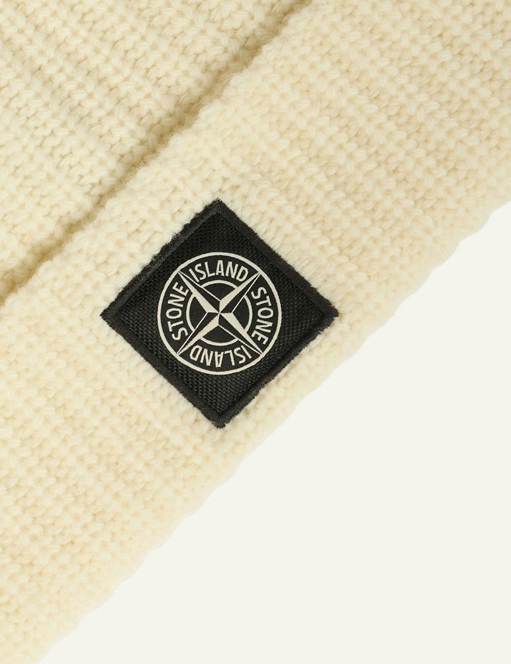 Men's Stone Island ivory RWS Geelong wool knit beanie with Compass logo patch detail