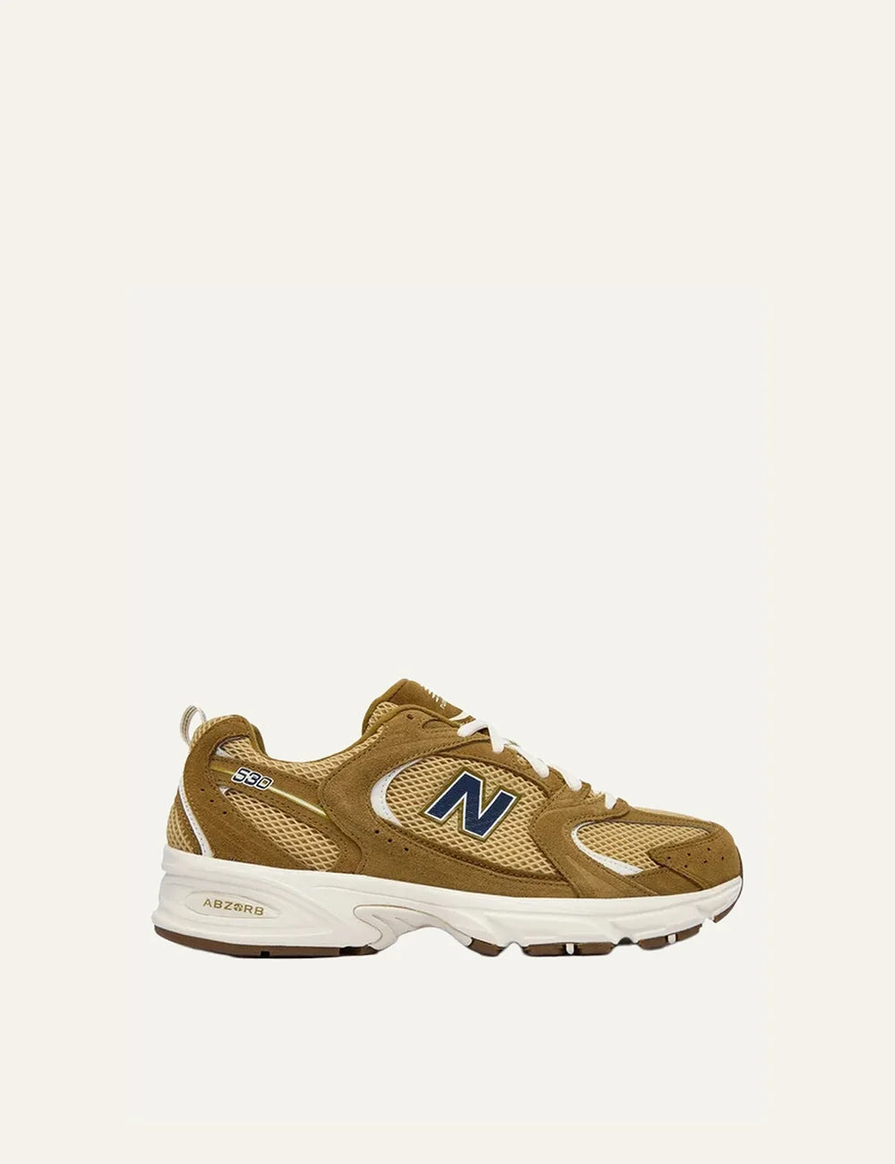 New Balance men's brown leather and mesh sneakers with ABZORB cushioning